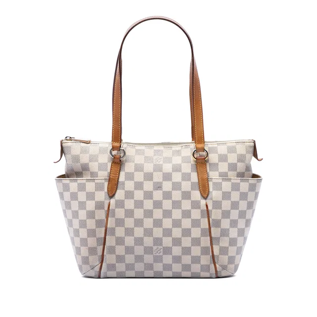 White Louis Vuitton Damier Azur Totally PM Tote Bag in White Canvas from Designer Revival