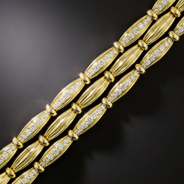 Tiffany & Co. Three-Row Diamond Bracelet, Circa 1992 in Suede from Lang Antiques