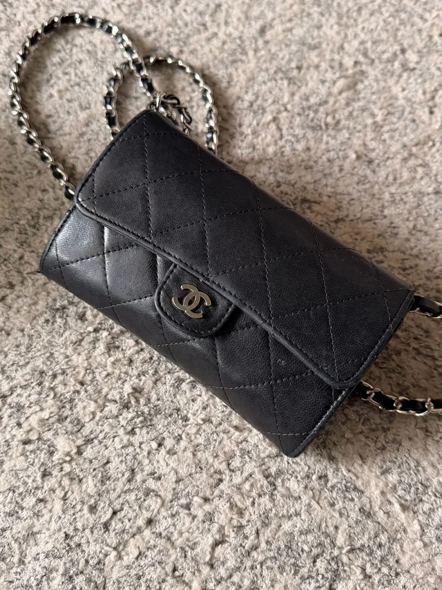 Chanel Quilted Lambskin Mini Wallet-On-Chain With Silver Hardware in black Lambskin from Poshmark, photo 2 of 15