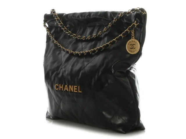 Chanel Quilted Shiny Calfskin 22 in Black Calfskin from Ann's Fabulous Finds, photo 4 of 10