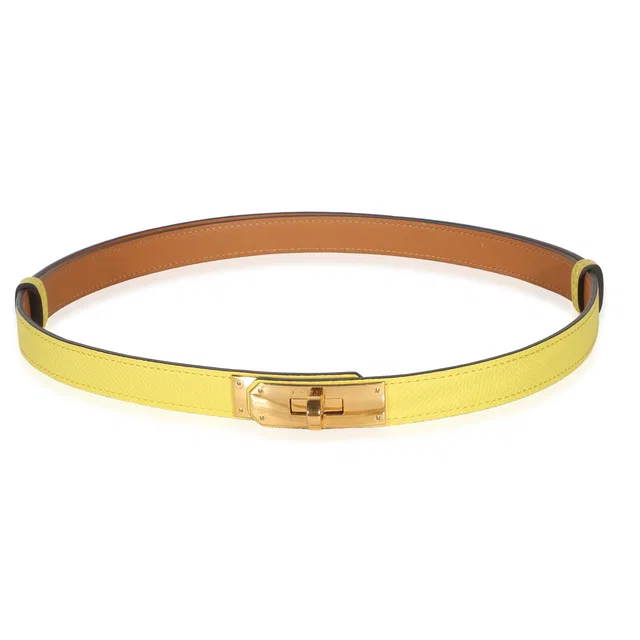 Hermès Jaune Citron Epsom Kelly 18 Belt GHW in Yellow Epsom leather from myGemma