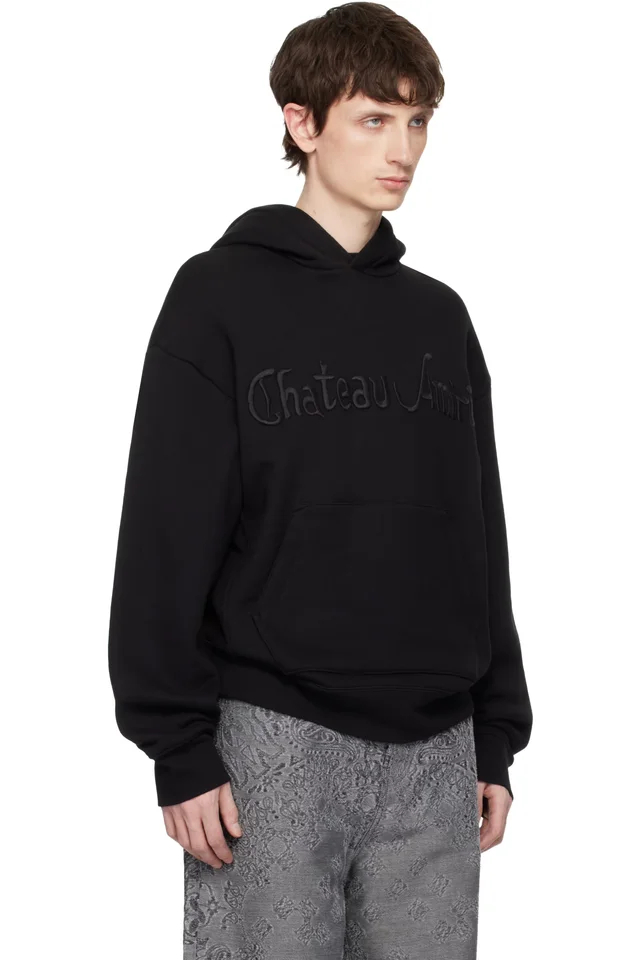 Black 'Chateau AMIRI' Tonal Oversized Hoodie, photo 2 of 4 from SSENSE