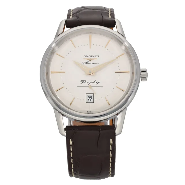 Longines Flagship L4.795.4 39mm Stainless Steel Watch in Leather from H&T