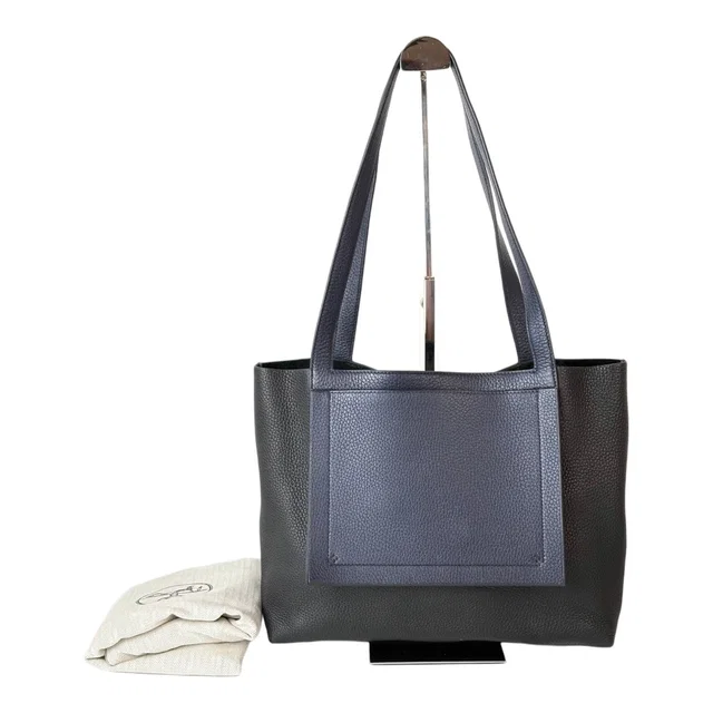 Hermès Cabasellier Bicolour Bag in Clemence Leather Black/Blue in Black Clemence leather from Luxury Promise