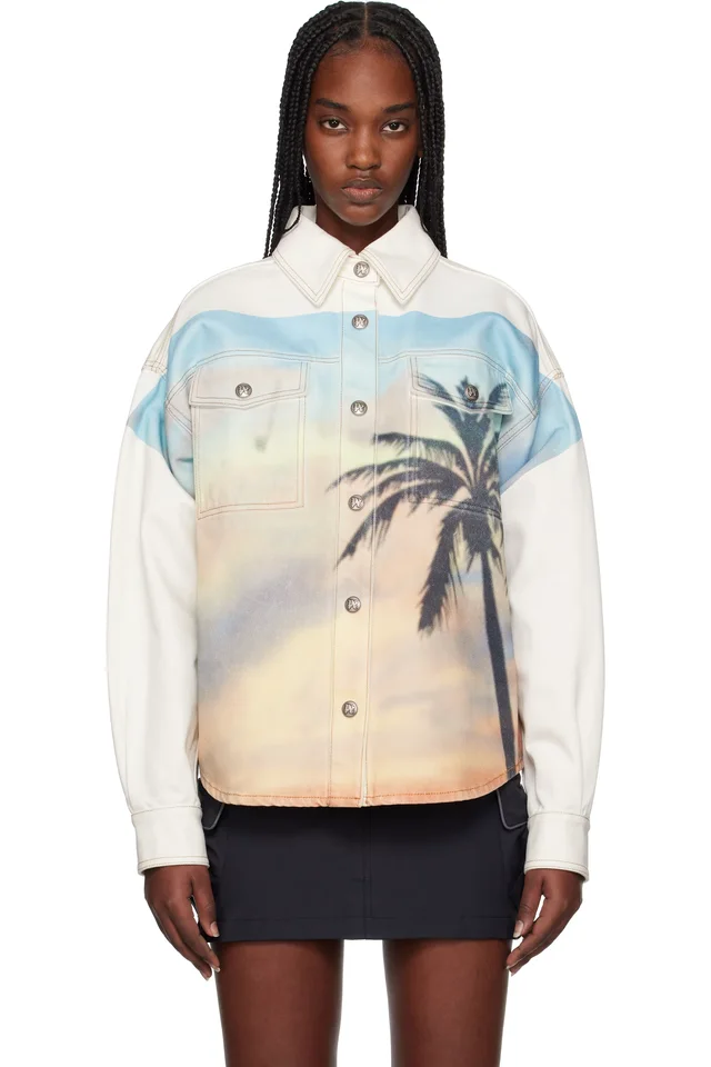 Palm Angels Off-White Sunrise Palm Denim Overshirt, image 1 of 1 from SSENSE