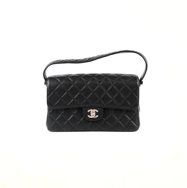 Chanel Double Face Caviar Classic Flap Caviar Black in Black Caviar leather from The Purse Affair