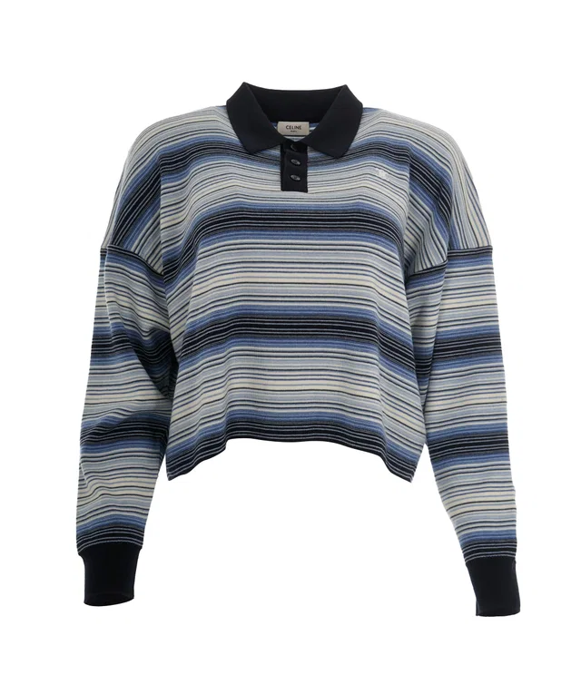Celine Blue Striped Logo Jumper in Blue from Luxury Promise