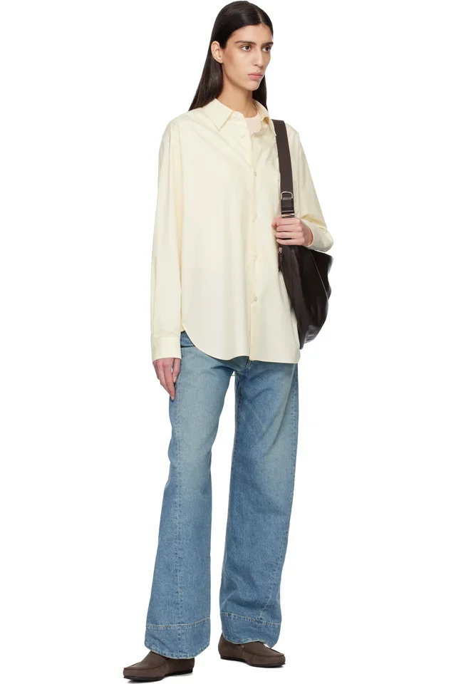 ssstein Yellow Suvin Cotton Oversized Regular Collar Shirt, photo 4 of 4 from SSENSE