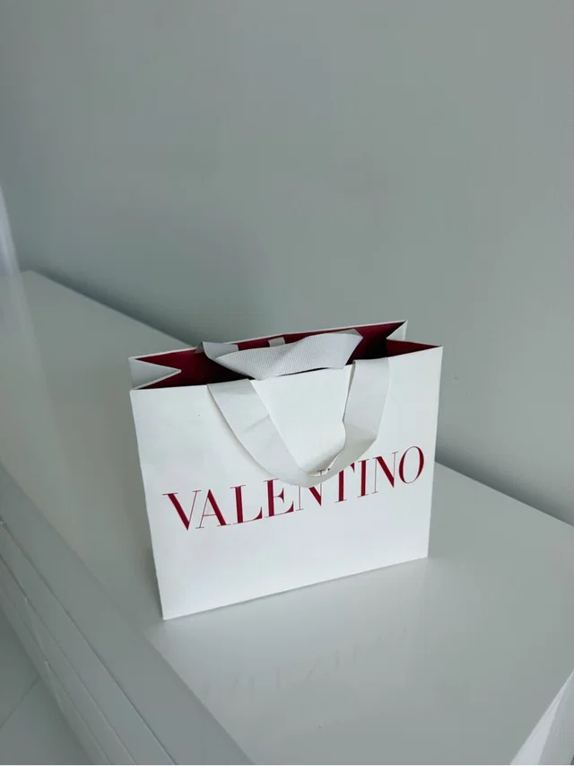 Valentino Garavani White & Burgundy Logo Shopping Bag in red|white from Poshmark