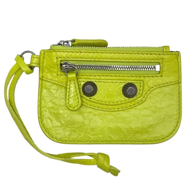Balenciaga Coin Purse Wallet Pouch Charm Leather Yellow Compact Business in Yellow Leather from The Reluxe