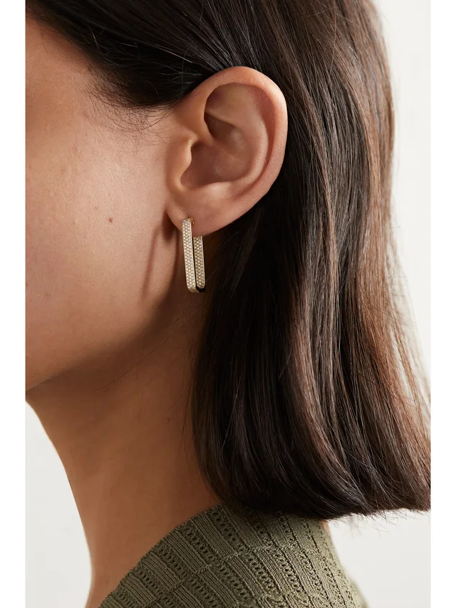 OFIRA Mini Box 18-karat gold diamond hoop earrings in Metallic, photo 2 of 2 from NET-A-PORTER (Canada)