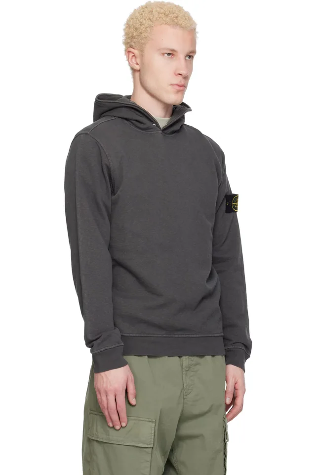 Stone Island Gray 6100031 Malfilé Fleece Old Effect Hoodie, photo 2 of 5 from SSENSE