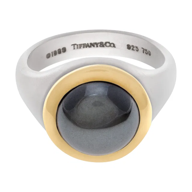 Tiffany & Co. ring in sterling silver & 18k with hematite stone in Silver Yellow Gold, Sterling Silver from Gray And Sons