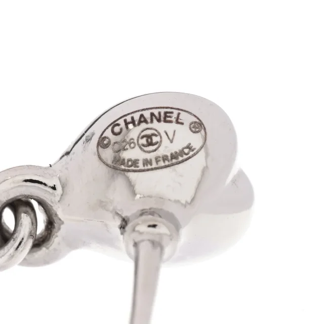 Chanel Crystal CC Heart Drop Earrings Silver in Silver from FASHIONPHILE, photo 4 of 6