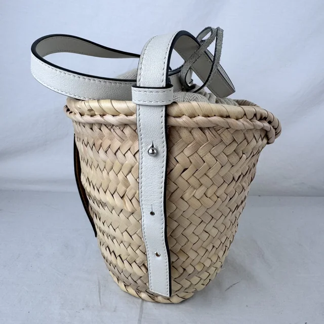Loewe Drawstring Bucket Bag in Calfskin leather, embossed, palm leaf, raffia from Reowned, photo 2 of 9