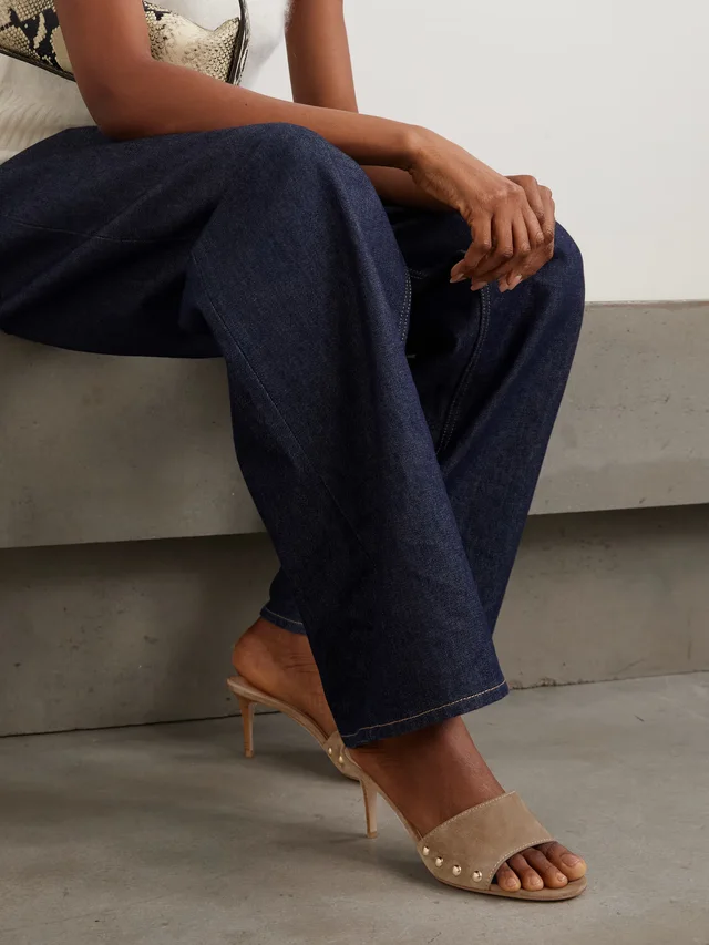 GIANVITO ROSSI 70 studded suede mules in Beige, photo 2 of 2 from NET-A-PORTER (Canada)