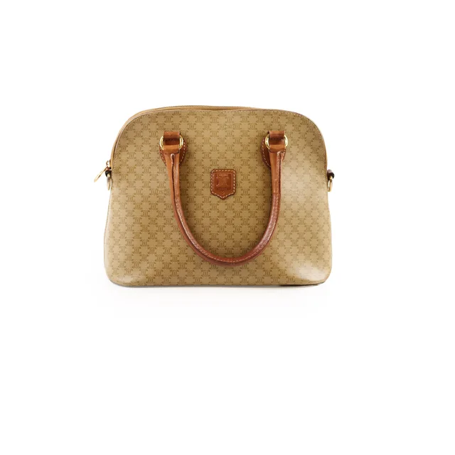 Celine Vintage Macadam Dome Satchel Bag in Canvas from The Purse Affair