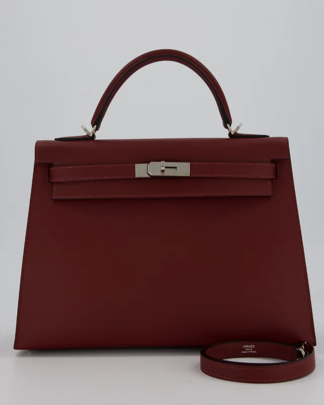 Hermès Kelly 32 Sellier Bag in Burgundy Leather from Sellier