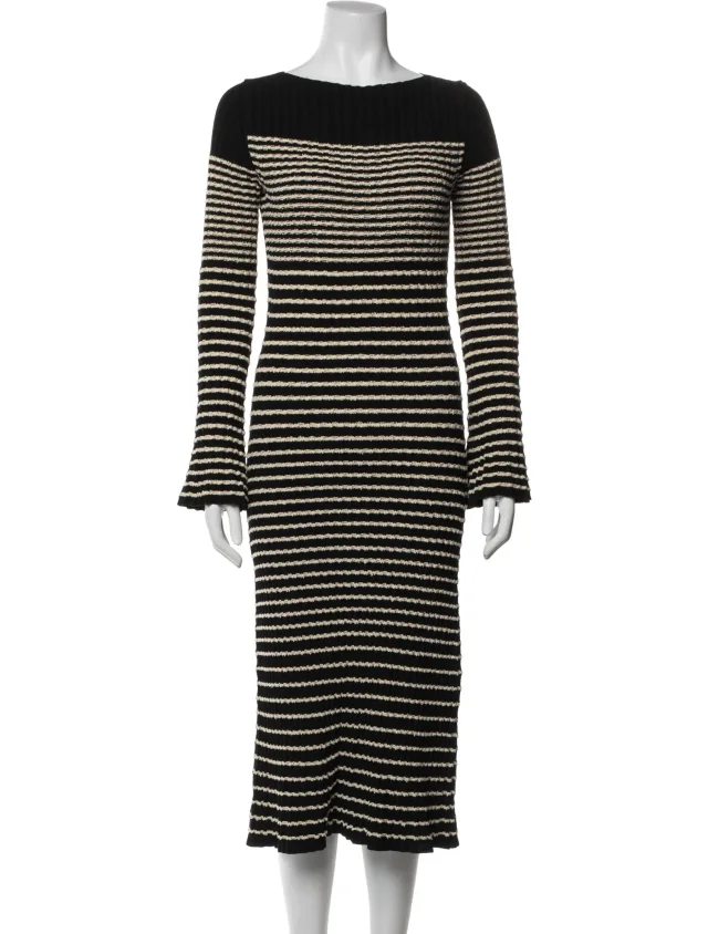 Proenza Schouler Striped Midi Length Dress in black from The RealReal