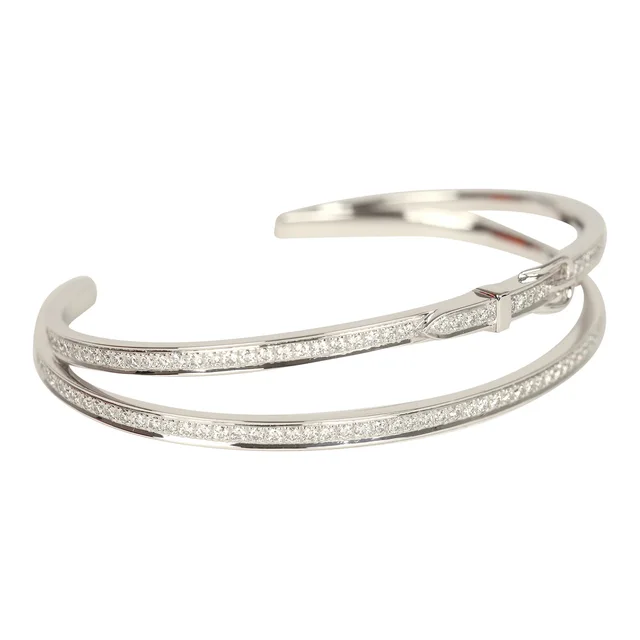 Hermès Etriviere Bracelet GM White Gold & Diamonds in White from Madison Avenue Couture, photo 2 of 2