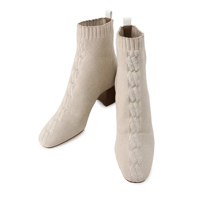 Hermès Short boots Vol Vert Beige Knit Size 37 in Beige from GALLERY RARE