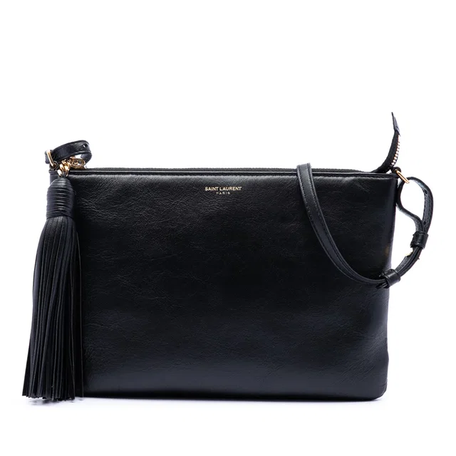 Black Saint Laurent Leather Teen Monogram Crossbody in Black Leather from Designer Revival