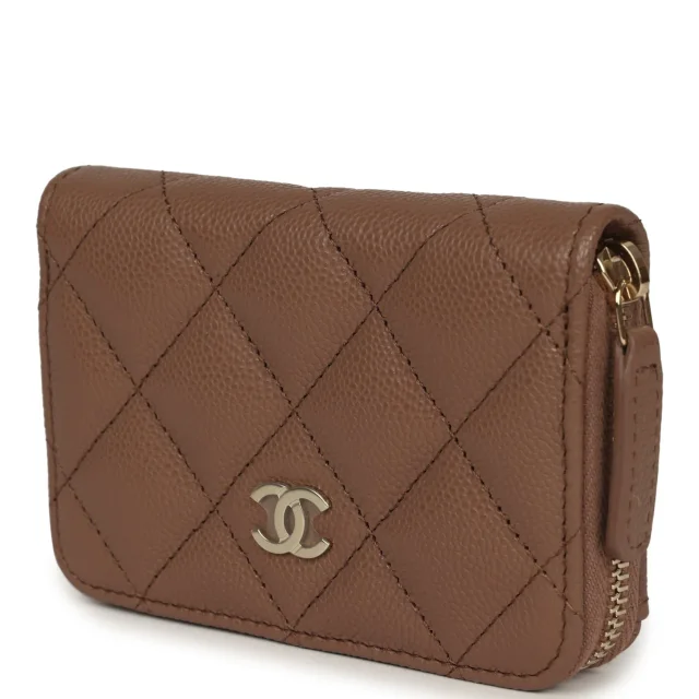 Chanel Classic Zipped Coin Purse Wallet Brown Shiny Caviar Light Gold Hardware in Brown Caviar leather from Madison Avenue Couture, photo 6 of 8