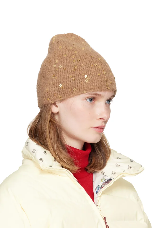 UNDERCOVER Beige Sequin Beanie, photo 2 of 3 from SSENSE