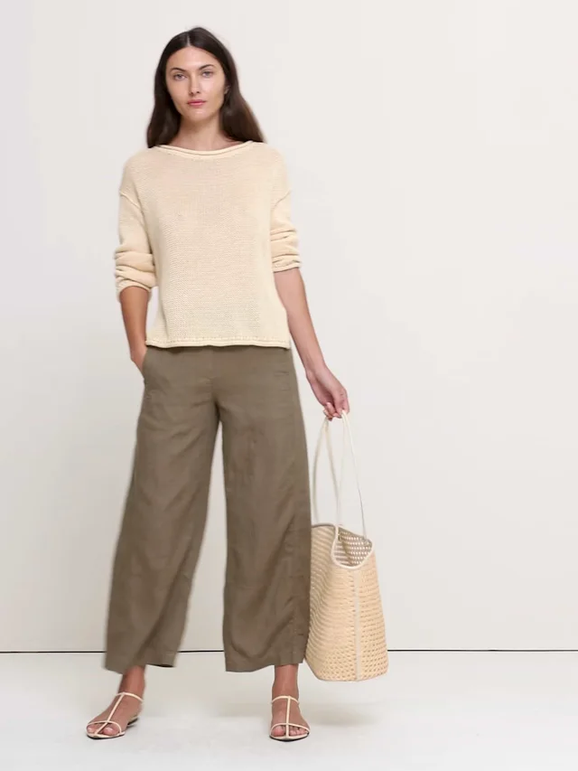 Banana Republic Mid-Rise Relaxed Painter Pull-On Pant in Linen in Campground Green, photo 5 of 5 from Banana Republic (US)