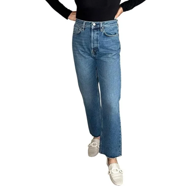 TOTEME Women's Straight leg Jeans - Blue - 27" from Depop