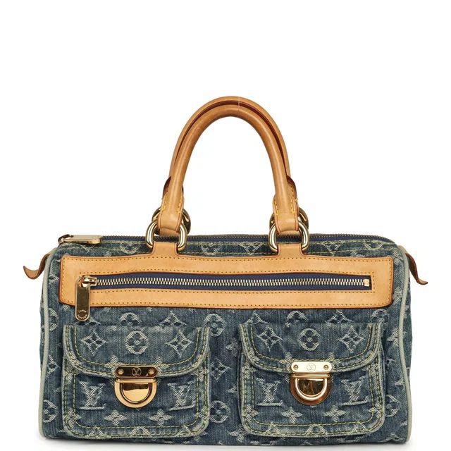 Louis Vuitton Vintage Neo Speedy Blue Denim Monogram Gold Hardware in Blue Denim from Madison Avenue Couture