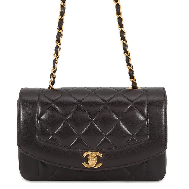 Chanel Diana flap ChainShoulder Bag BlackA01164 Lambskin Size 22 in Lambskin from GALLERY RARE