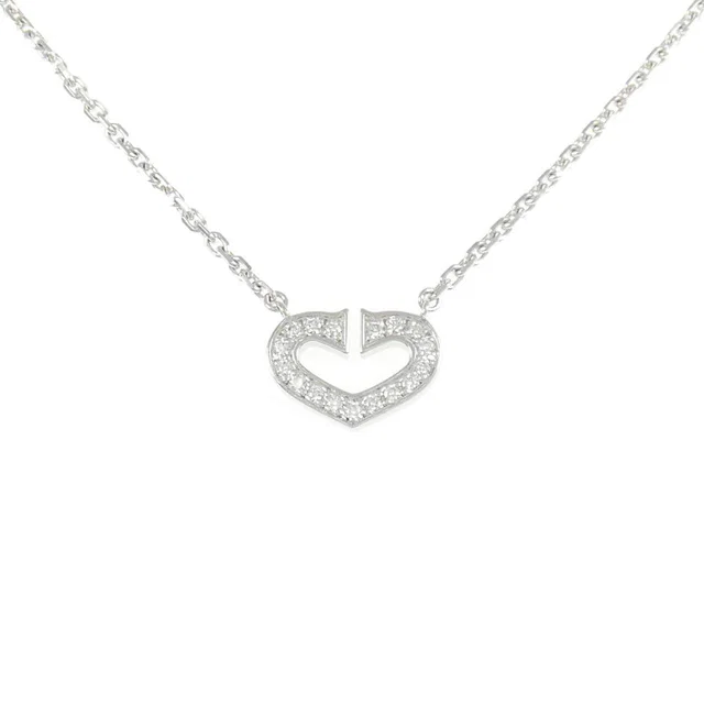 Cartier C Heart Au750 White Gold Diamond Necklace in White from LuxUness