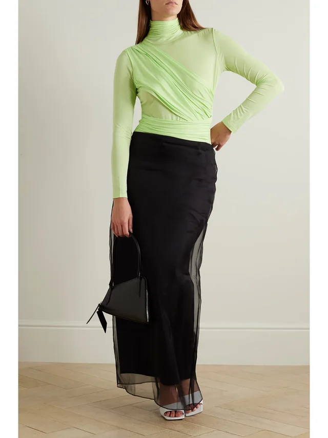 GAUGE81 Patra draped neon stretch-jersey turtleneck bodysuit in Green, photo 2 of 2 from NET-A-PORTER (Canada)