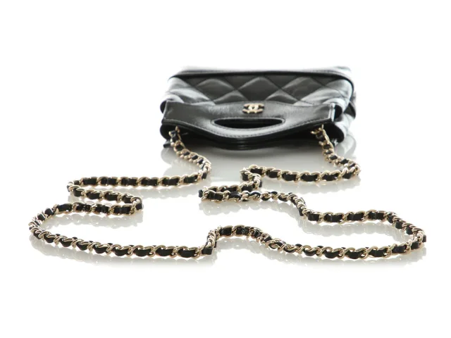 Chanel Black Part-Quilted Shiny Calfskin Nano Bag in Black Calfskin from Ann's Fabulous Finds, photo 8 of 10