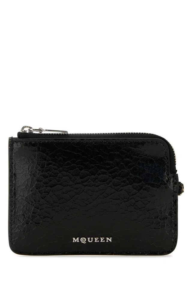 Alexander McQueen Coin Card Case — Black Wallet in Black Woven leather from HEWI