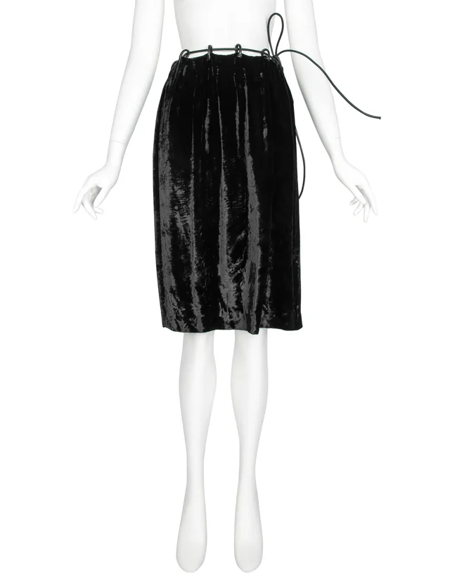 Gucci Vintage AW 1999 by Tom Ford Crushed Velvet Leather Drawstring Skirt in Velvet from Amarcord Vintage Fashion