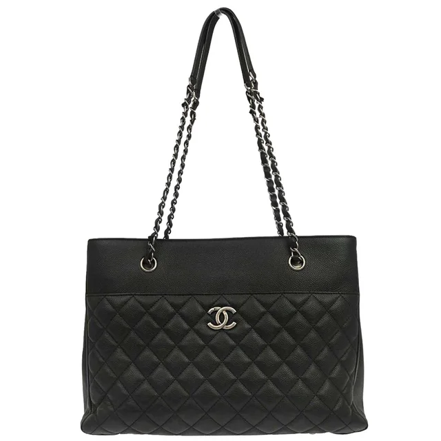 Chanel 2017-2018 Black Caviar Skin Urban Companion Shopping Tote Shoulder Bag in Black Caviar leather from AMORE Vintage Tokyo