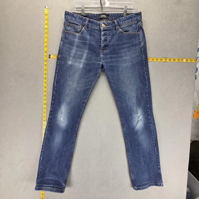 Diesel Jeans Womens 32x32 Blue Straight Medium Wash Button Fly Distressed Denim in blue Denim from Poshmark