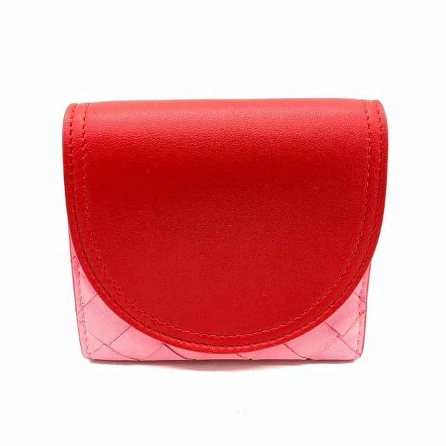 Bottega Veneta Leather Bifold Wallet Red Pink in Red Leather from LuxUness