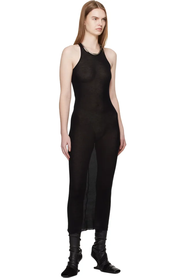 Rick Owens Black Temple Tank Midi Dress, photo 4 of 4 from SSENSE