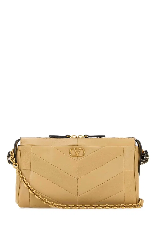 Valentino Garavani Quilted Nappa Leather Shoulder Bag — Beige in Beige Nappa leather from HEWI