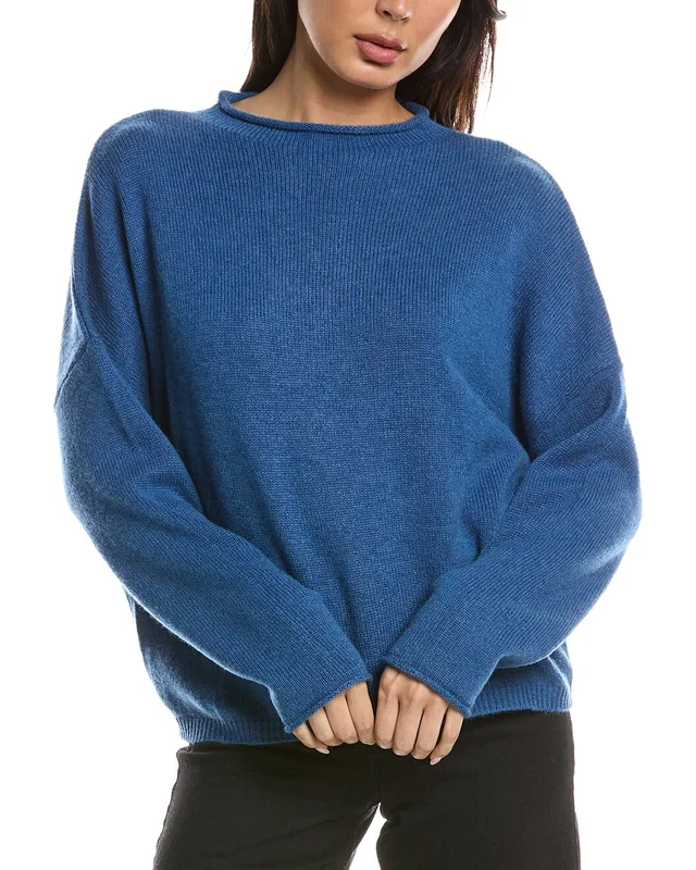Forte Cashmere Slouchy Roll Trim 100% Cashmere Pullover, image 1 of 1 from Rue La La