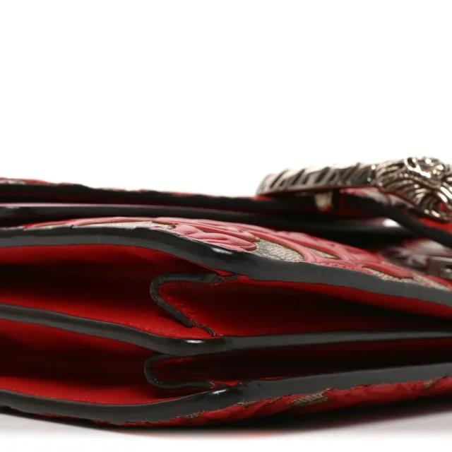 Gucci GG Supreme Monogram Arabesque Dionysus Shoulder Bag Hibiscus Red in Red Suede from FASHIONPHILE, photo 9 of 12