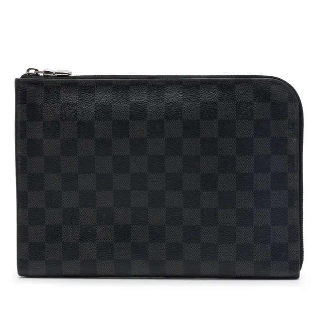 Black Louis Vuitton Damier Graphite Pochette Jour MM Clutch Bag in Black Canvas from Designer Revival