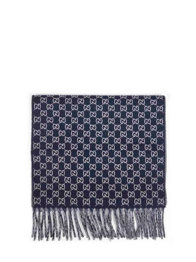 Gucci Gg Wool-Cashmere Scarf — Navy Scarfs in Navy Cashmere from HEWI