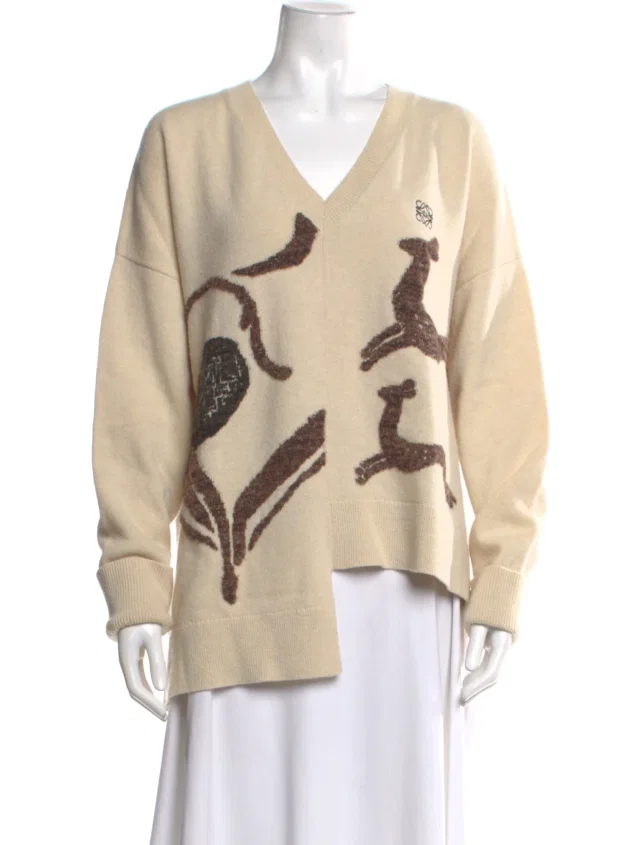 Loewe Wool Printed Sweater in Multicolor Wool from The RealReal