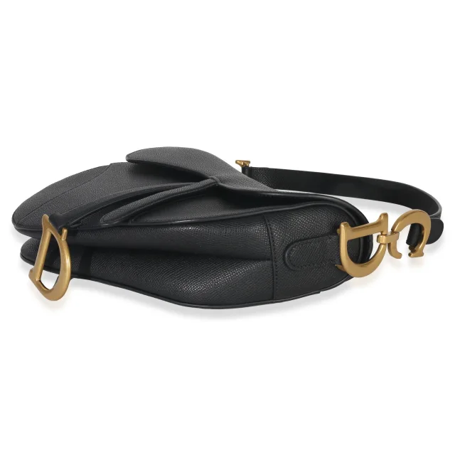 Dior Grained Leather Medium Saddle Bag in Black Caviar leather from Season 2 Consign, photo 8 of 11