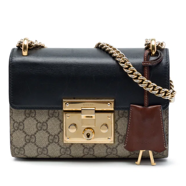 Beige Gucci Small GG Supreme Padlock Crossbody in Beige Coated canvas from Designer Revival
