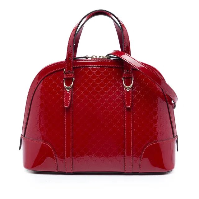 Red Gucci Small Microguccissima Patent Nice Dome Satchel in Red Patent leather from Designer Revival
